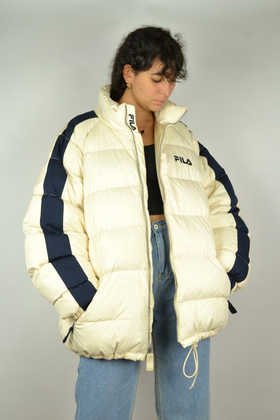 Vintage 90s FILA Duck Down Beige Cream 
