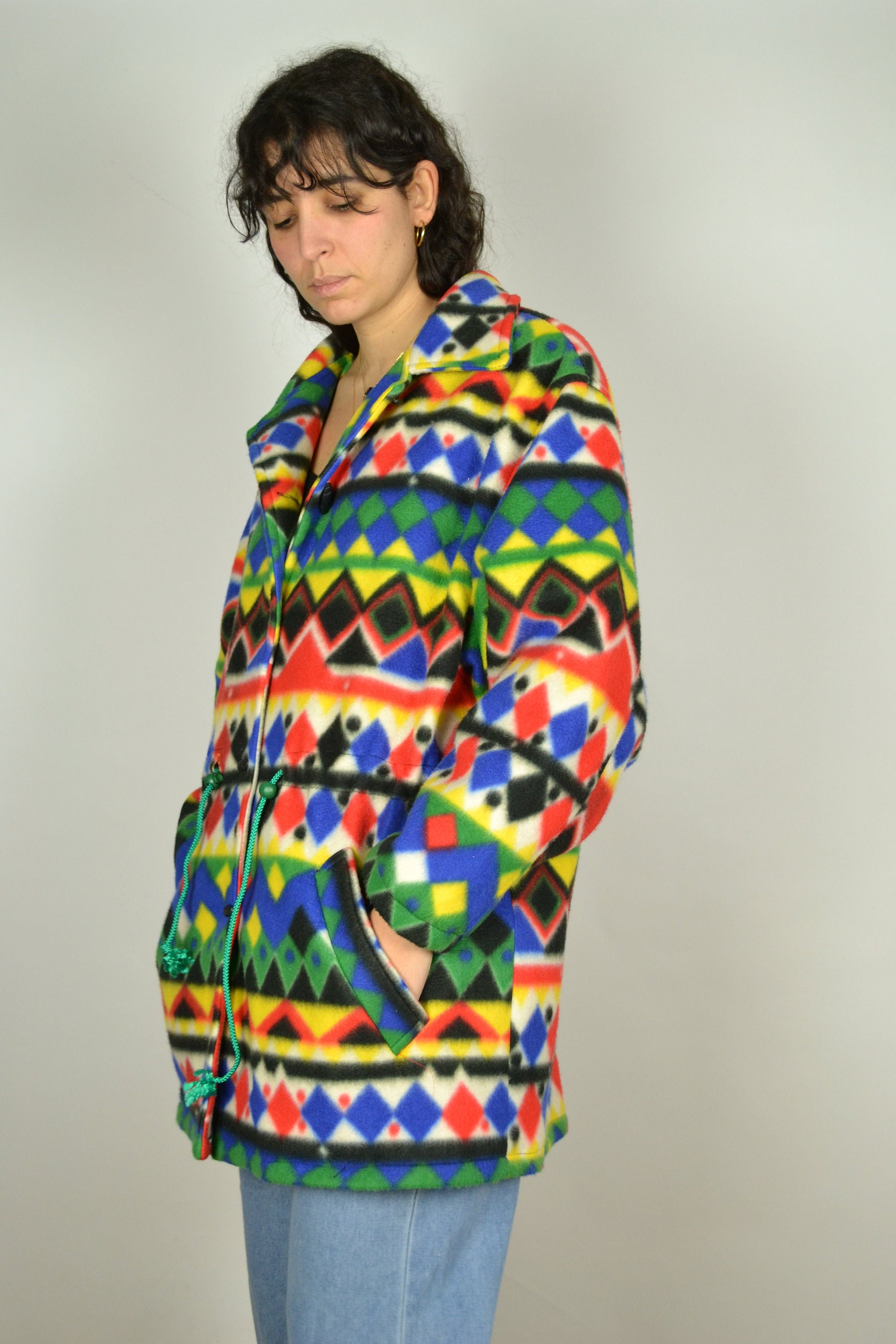 Vintage 80s Aztec Patterns Fleece 