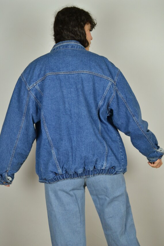 Vintage 80s Lined Denim Bomber Jacket 