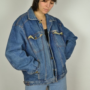 Vintage 80s Lined Denim Bomber Jacket Size L Vintage 90s - Etsy
