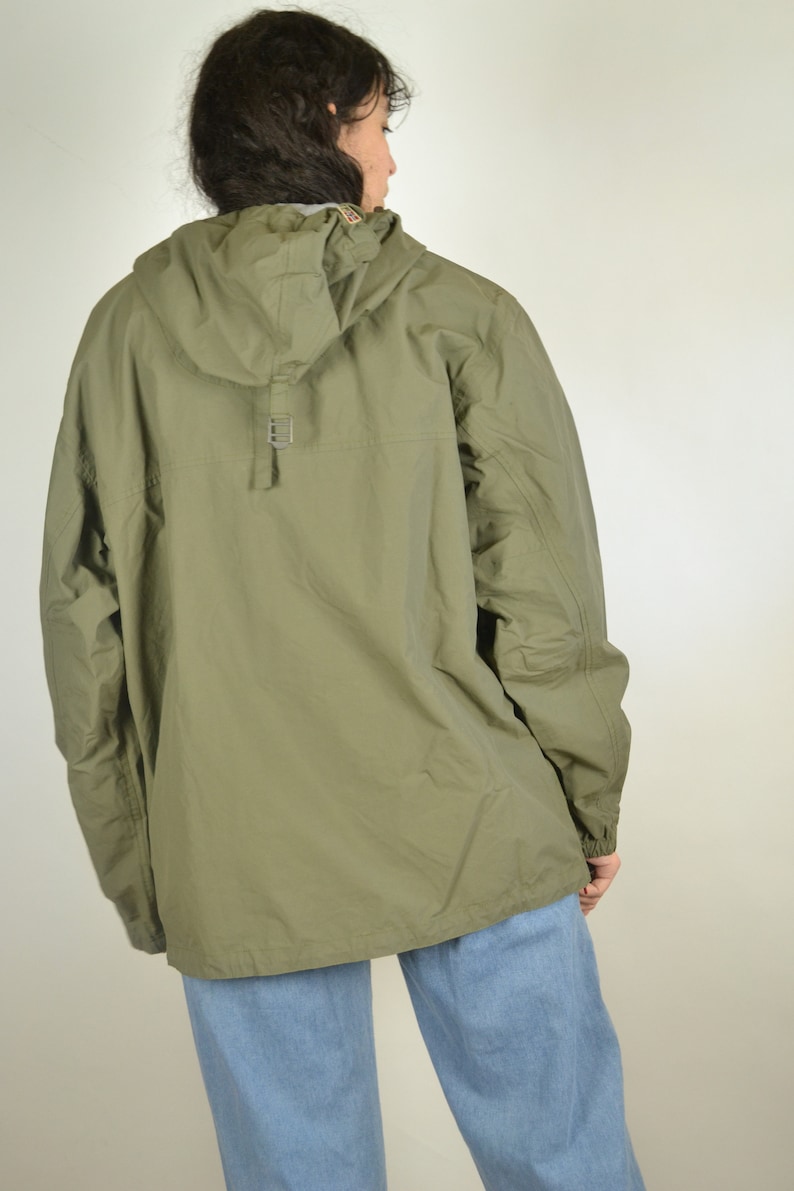 Vintage 90s Size L 90s Windbreaker Surfer Sport Track Tracksuit Oldschool NAPAPIJRI Khaki Half Windbreaker Sport Jacket