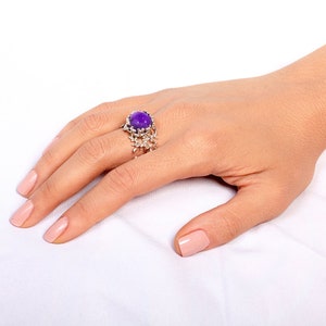 CORAL Purple Amethyst Ring, Sterling Silver Amethyst Ring, Large Amethyst Ring, Purple Amethyst Engagement Ring, Statement Ring image 5