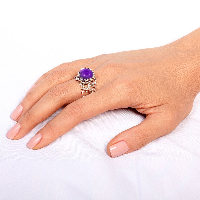 CORAL Purple Amethyst Ring, Sterling Silver Amethyst Ring, Large Amethyst Ring, Purple Amethyst Engagement Ring, Statement Ring image 5