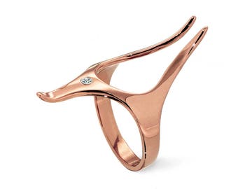 ANUBIS Ring, Alternative Verlobungsring, Ägyptischer Ring, Einzigartiger Rose Gold Ring, Statement Ring, Rose Gold Verlobungsring