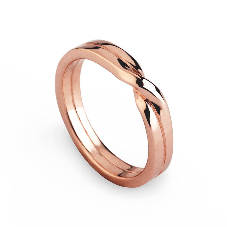 LOVE KNOT Ring Rose Gold Wedding Band Unique Mens Wedding Etsy