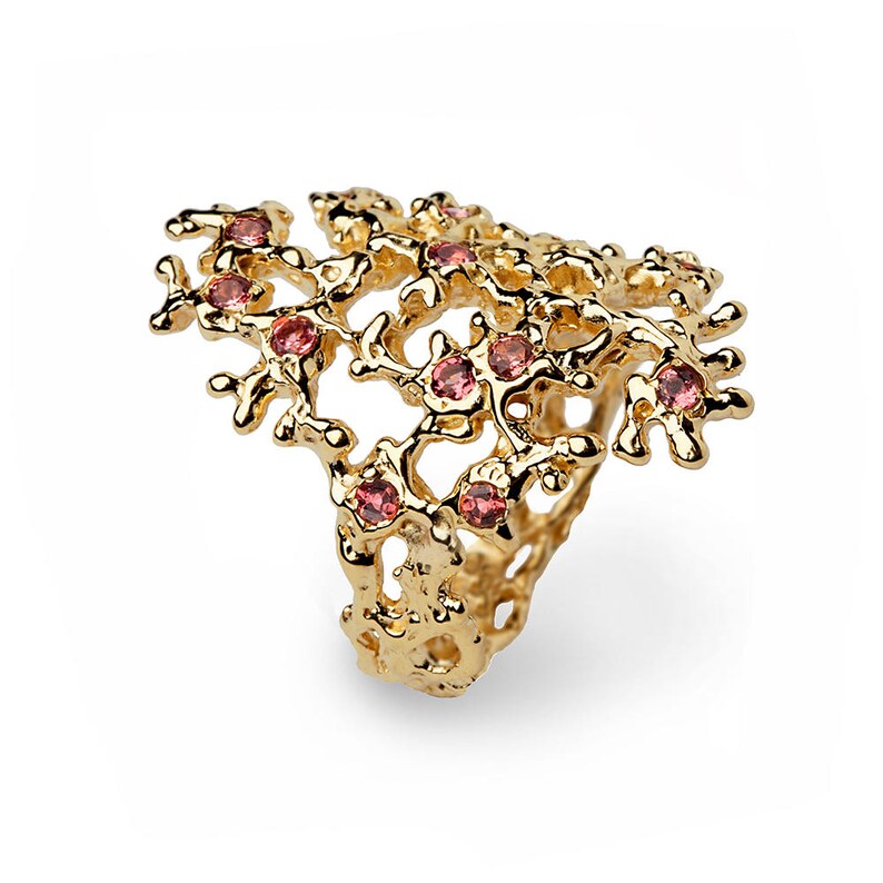 SEA SPRAY Gold Tourmaline Ring Pink Tourmaline Ring Etsy