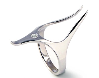 ANUBIS Unique Silver Ring, Alternative Engagement Ring, Silver Engagement Ring, Egyptian Ring, Italian Design by Arosha