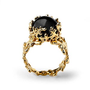 CORAL Black Onyx Ring, Gold Onyx Ring, Women's Onyx Ring, Gold Statement Ring, Black Gemstone Ring image 3