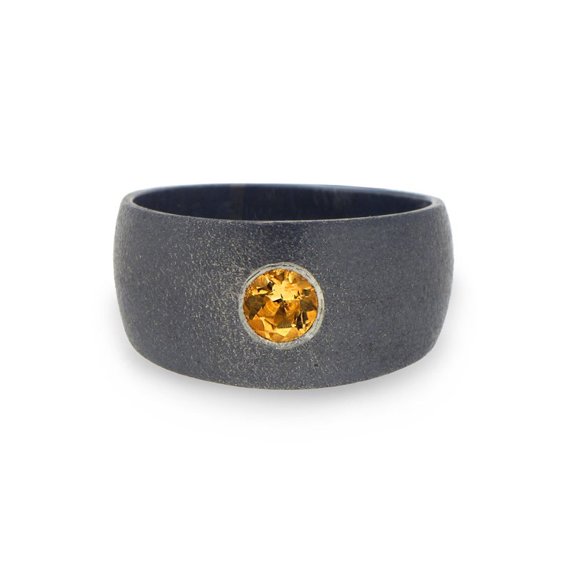 Blue Topaz Wedding Band Black Silver Band POINT Silver Blue Topaz Band Silver Wide Black Wedding Band Blue Topaz Ring Mens Wedding Band