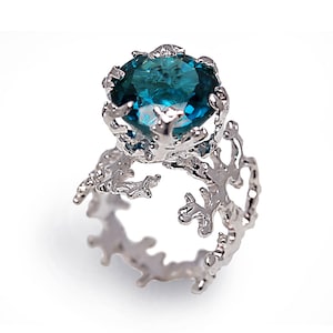 CORAL London Blue Topaz Engagement Ring Statement Ring - Etsy