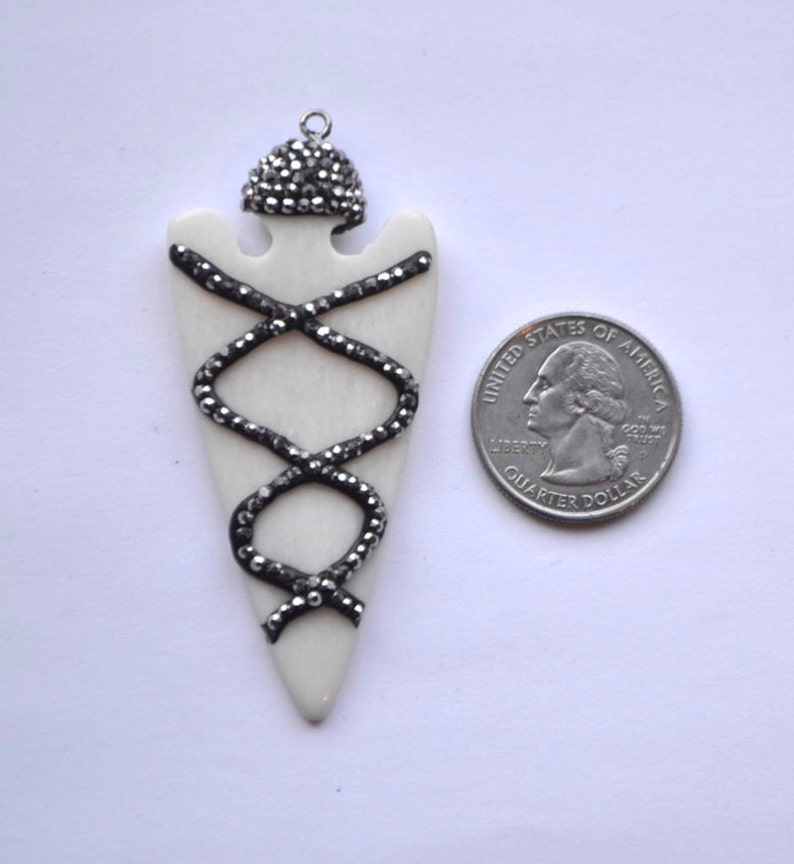 BEAUTIFUL Carved Bone White Pendant With Pave Rhinestones - Etsy