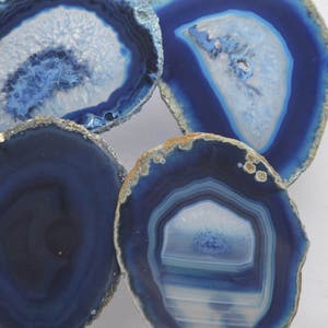 EXTRA-LARGE Size Blue Brazilian Agate Slice with No HOLE for Coasters Raw Edge