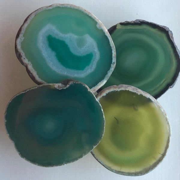 EXTRA LARGE Size Green Tones Brazilian Agate Slice with No Hole for Coasters, Light Catchers or Framing Raw Edge