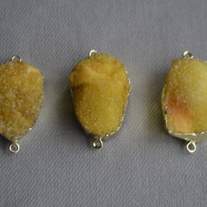 RARE!  Beautiful, Butter Yellow Druzy Connector with Electroplated Edges