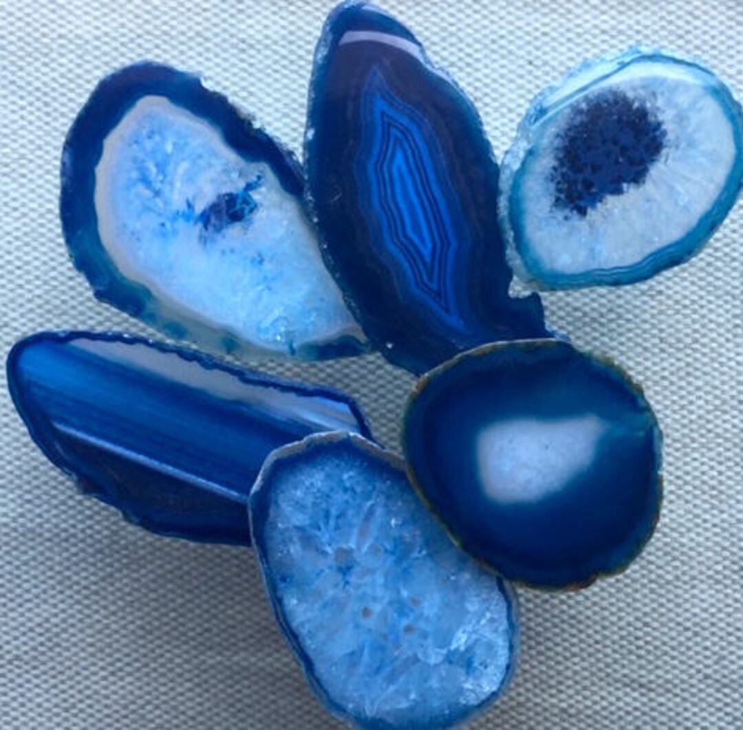 Blue Brazilian Agate Slice With No Hole for Wedding Place Cards, Knobs ...