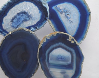 LARGE size Blue Brazilian Agate Slice with NO HOLE for Knobs, Home Decor, Light Catchers, Wedding Decor & Small Coasters