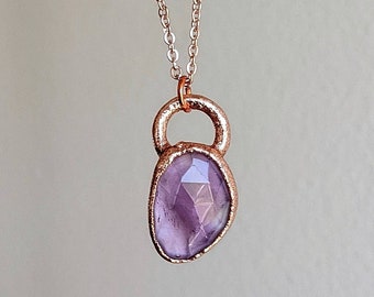Veracruz Amethyst Necklace / Raw Amethyst Jewelry For Her / Raw Crystal Necklace / Amethyst Pendant / Bohemian Jewelry Electroformed Jewelry