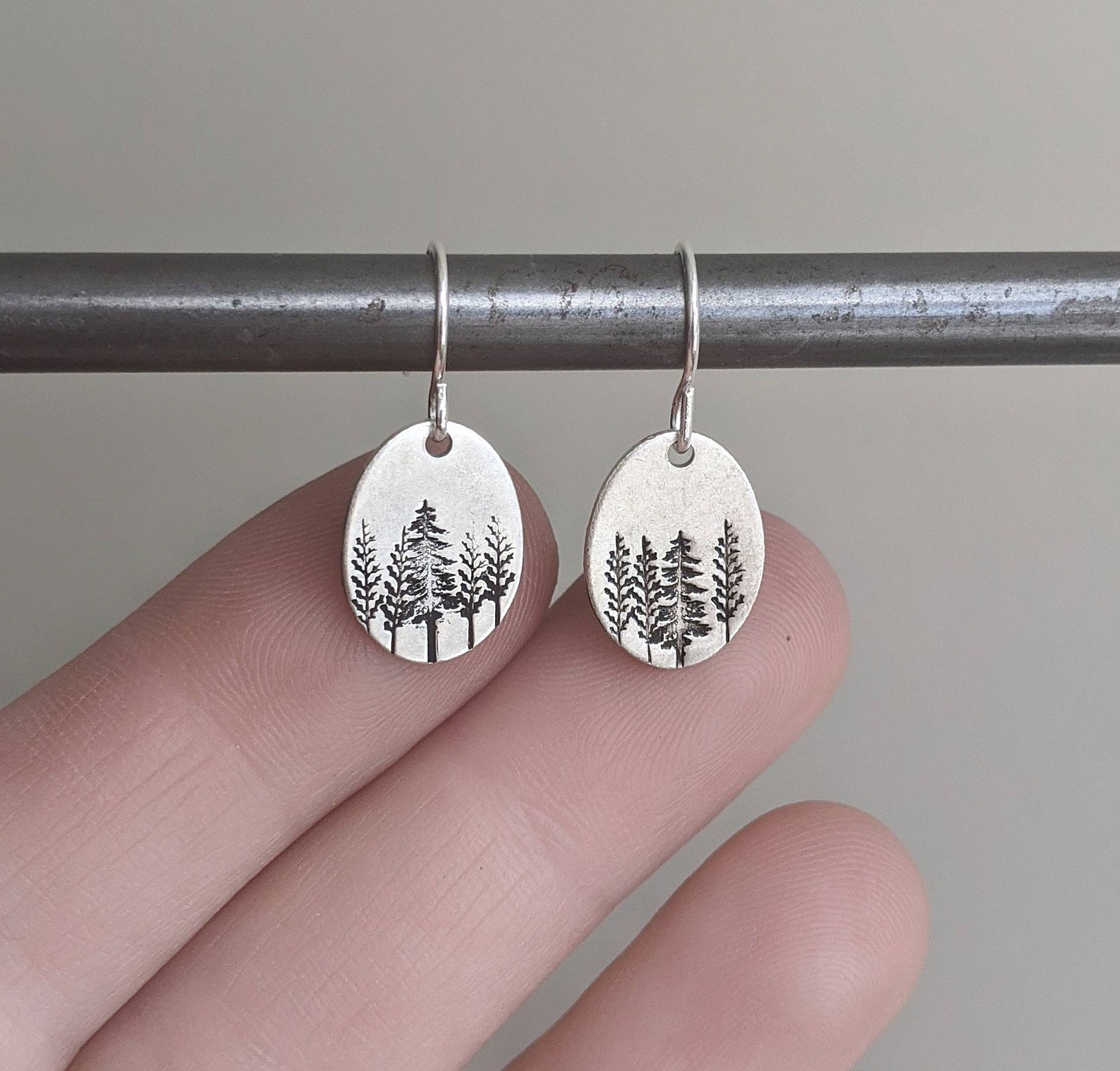 Dainty Silver Tree Earrings Silver Forest Earrings Silver Etsy