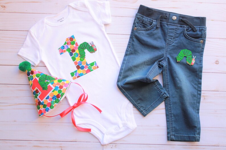 First Birthday Boy 1st Birthday Boy Hungry Caterpillar 1st Birthday Bodysuit /& Hungry Caterpillar Pants Caterpillar First Birthday