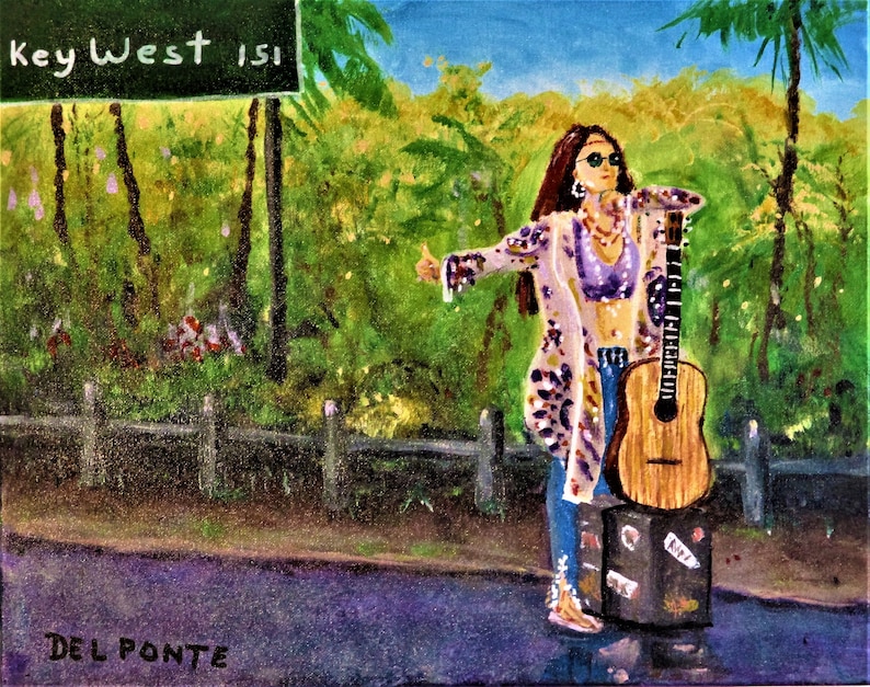 HIPPIE LIFESTYLE Key West Original painting gallery wrapped canvas ready to hang NEW