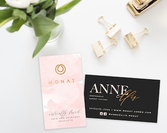 MONAT Business Cards blush and black "Anne" - DIGITAL FILE only