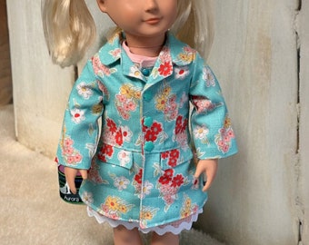 18” Doll jumper, top and fashion coat!  3 piece outfit!