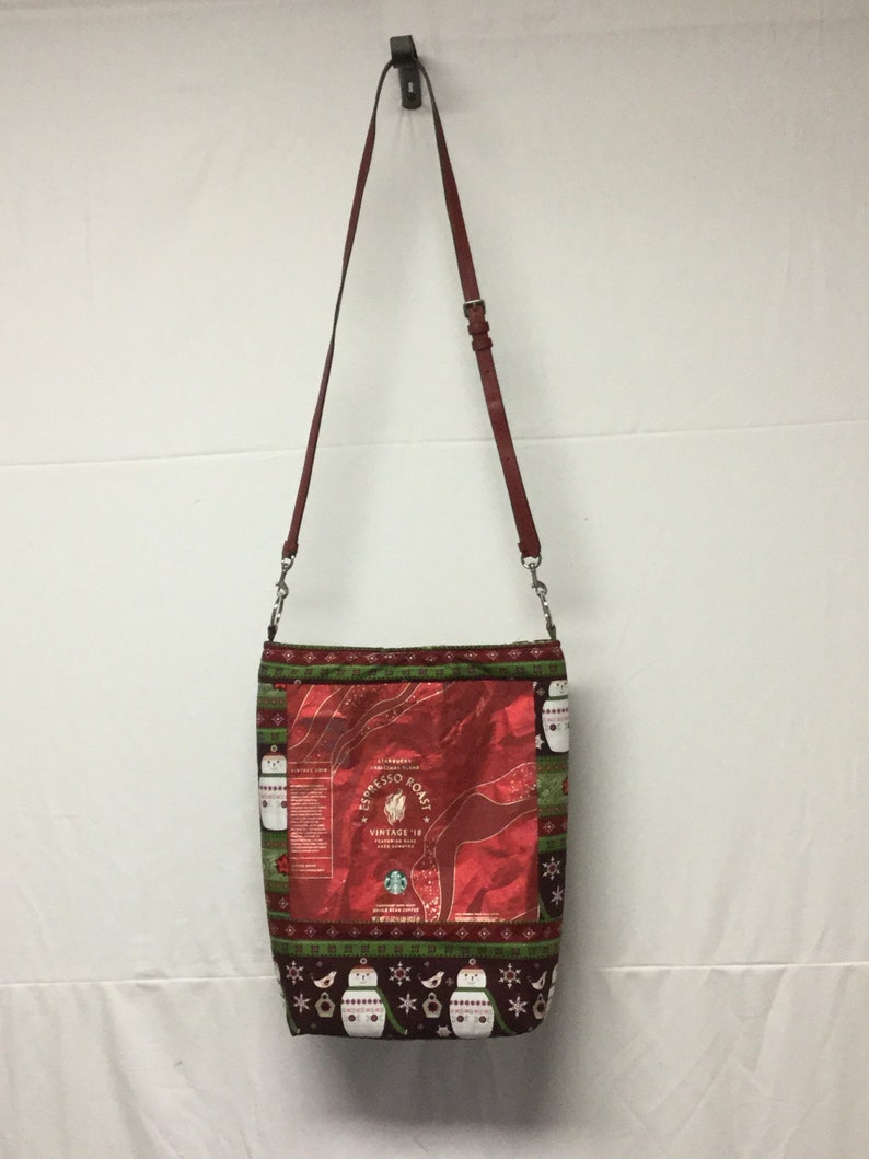 Recycled coffee bag tote Starbucks espresso Christmas blend