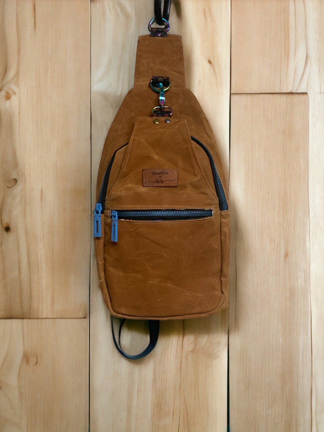 Retro Style Sling Bagwaxed Canvas Etsy