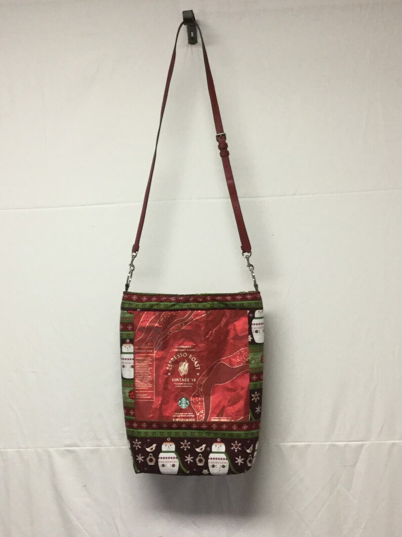 Recycled coffee bag tote Starbucks espresso Christmas blend