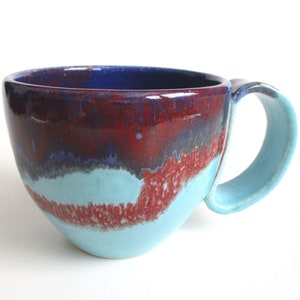 Cup-coffee cup-Coffee ceramic mug-Ceramic coffee cup - Purple, blue and sky blue colors handmade mug -Handmade cup-Wheel thrown-Medium size.