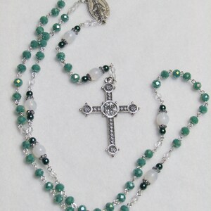 Rosary #35 in Green and Silver