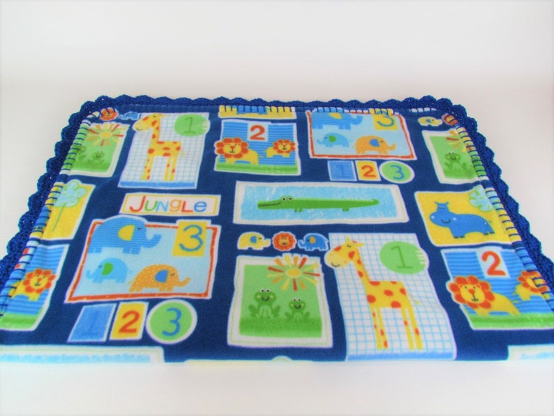 Counting the Jungle Babies Fleece Baby Blanket in Blue