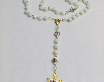 Rosary #16 in White and Gold