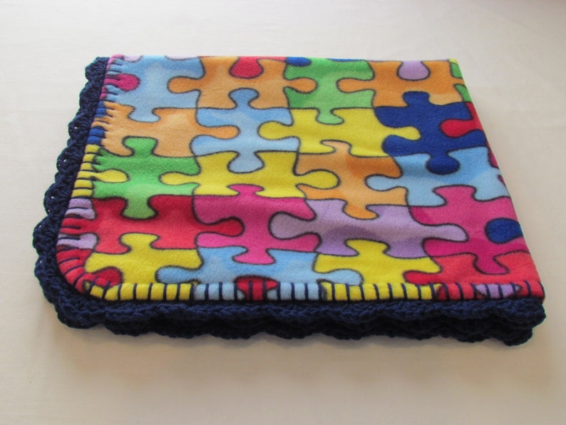 Puzzle Shapes in Multi-colors Fleece Baby Blanket