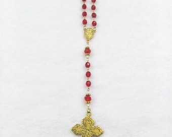 Car Rosary #1 in Red and Gold
