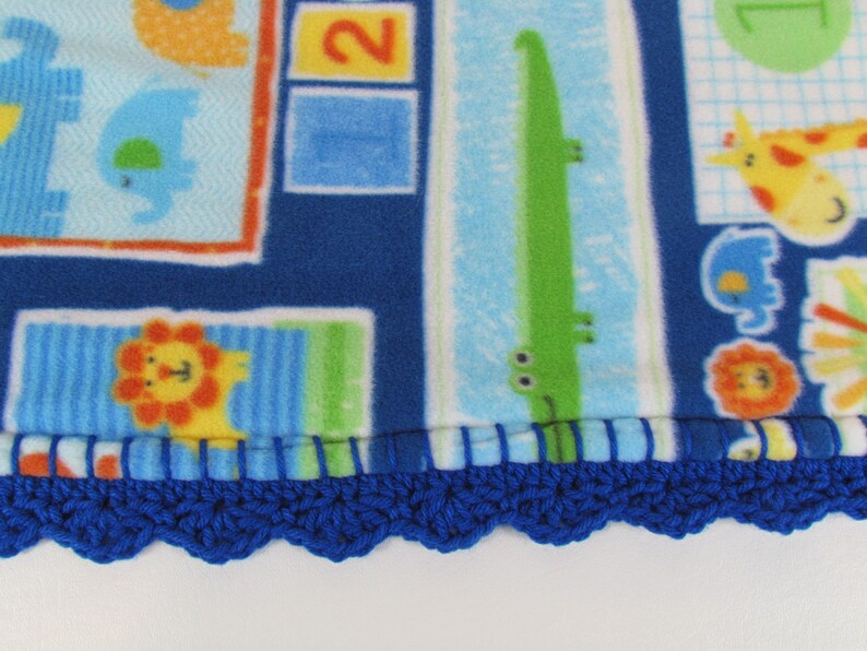 Counting the Jungle Babies Fleece Baby Blanket in Blue