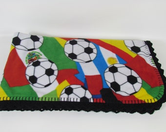 World Soccer Themed Fleece Blanket