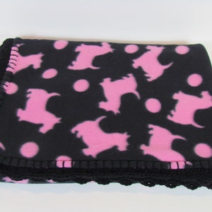 Pink Scotties Fleece Throw in Black