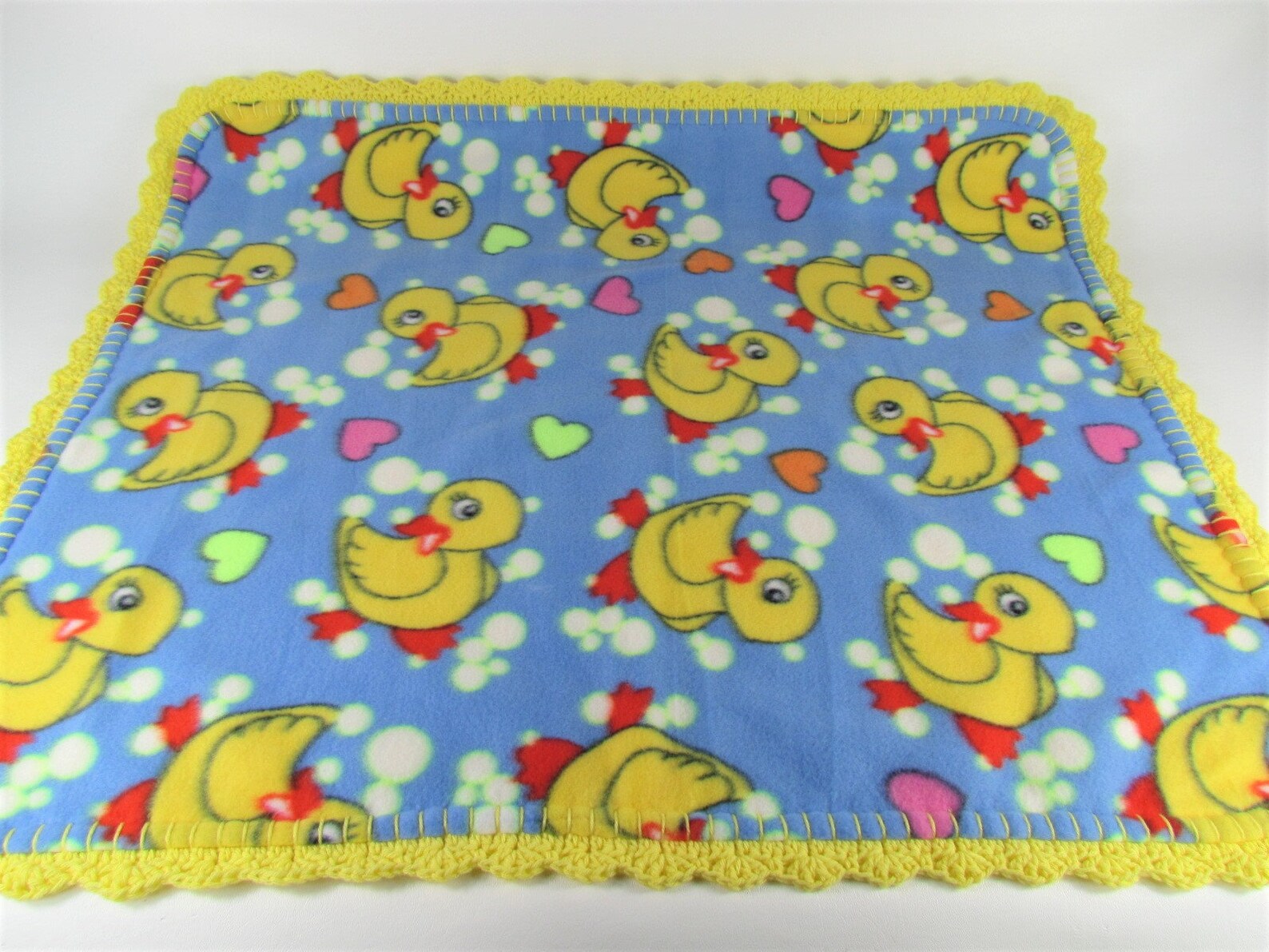Yellow Rubber Ducks Fleece Baby Blanket in Blue Etsy