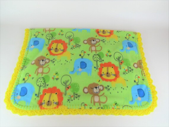 Counting the Jungle Babies Fleece Baby Blanket in Blue