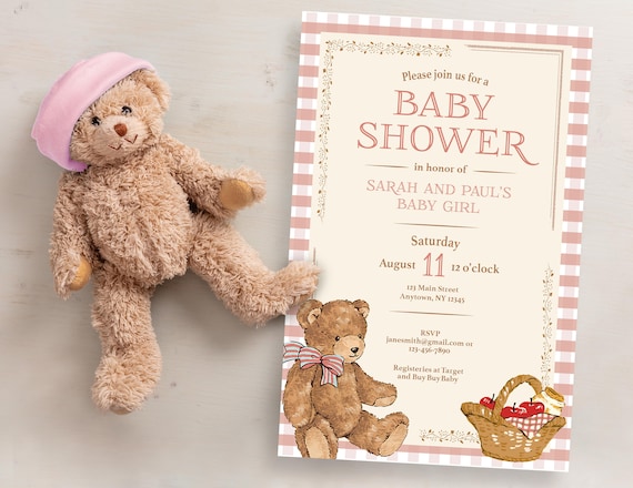 Unisex Baby Teddy Bear Theme Cards 20 Baby Shower Invitations Party Invites