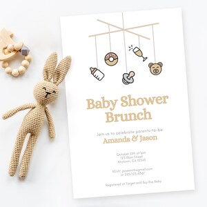 Baby Shower Brunch Editable Invitation | Digital Design Canva File | Print at Home | Simple Modern Playful | Gender Neutral