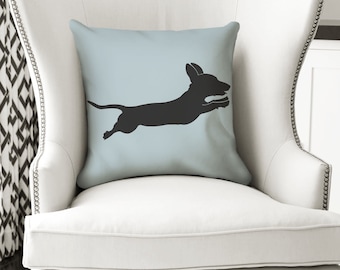 18x18 Leaping Dachshund Pillow - Doxie Lover Gift - Pillow or Pillow Cover - Gift for Dachshund Moms and Dads - Doxie Gift Weiner Dog Gift