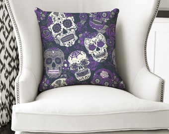 18x18 Skull Halloween Pillow | Halloween Decorations | Halloween Decor | Spooky Pillow | Creepy Decor | Halloween Pillow Cover | Skull Decor