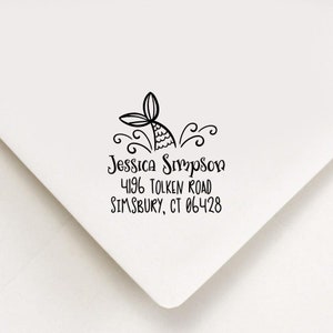 Mermaid Return Address Stamp, Custom Stamp, Self Inking Stamp, Beach Address Stamp, Custom Address Stamp, Housewarming Gift, Realtor Gift