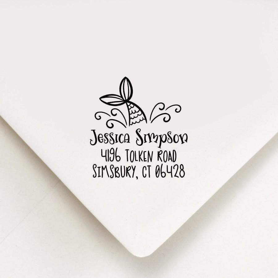 Mermaid Return Address Stamp, Custom Stamp, Self Inking Stamp, Beach Address Stamp, Custom Address Stamp, Housewarming Gift, Realtor Gift