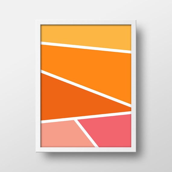 Pink and Orange Geometric Art Print - Abstract print - Colorful & abstract art - Abstract print - Modern art - 8x10 Printable - Dreamsicle Il_570xn