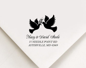 Return Address Wedding Stamp Love Birds Doves Wedding Address Stamp Custom Stamp Self Inking Stamp Custom Address Stamp Wedding Gift