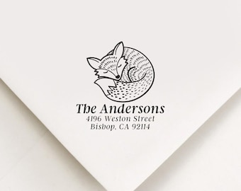 Fox Return Address Stamp, Custom Stamp, Woodland Self Inking Address Stamp, Fox Lover Stamp, Cute Fox Stamp, Fox Lover Gift, Fox Gifts