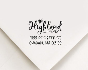 Custom Farmhouse Address Stamp Return Address Calligraphy Stamp Self Inking Rustic Wedding or Save the Date Stamp Farmer Gifts Housewarming